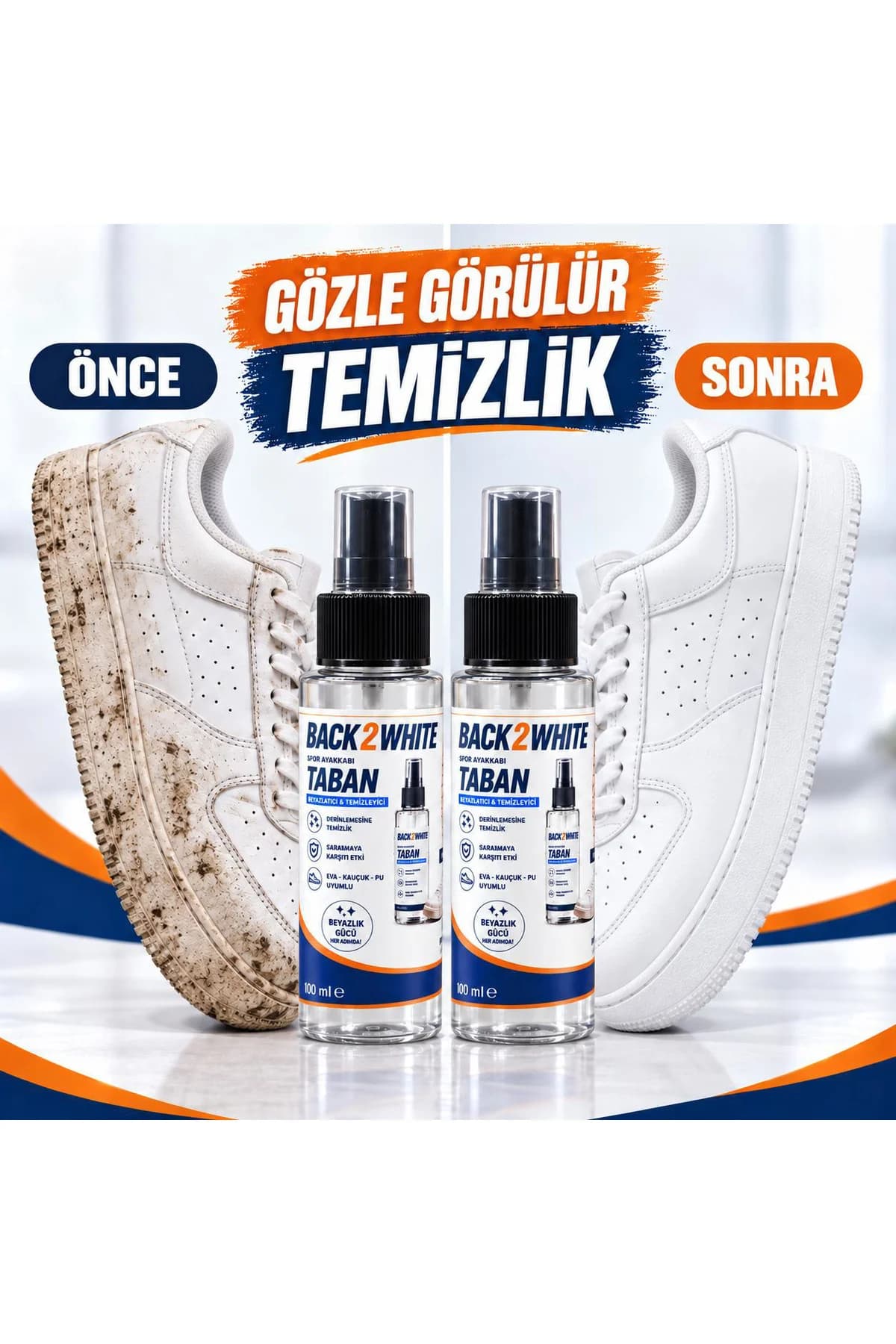 Back2White Spor Ayakkabı Temizleme Spreyi — 2'li Avantaj Paketi