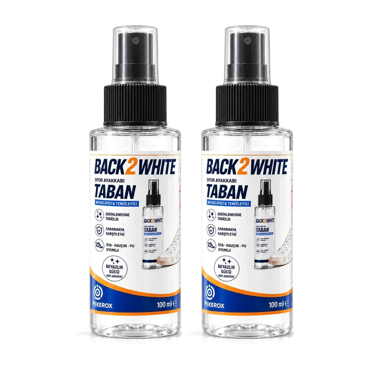 Back2White Spor Ayakkabı Temizleme Spreyi — 2'li Avantaj Paketi
